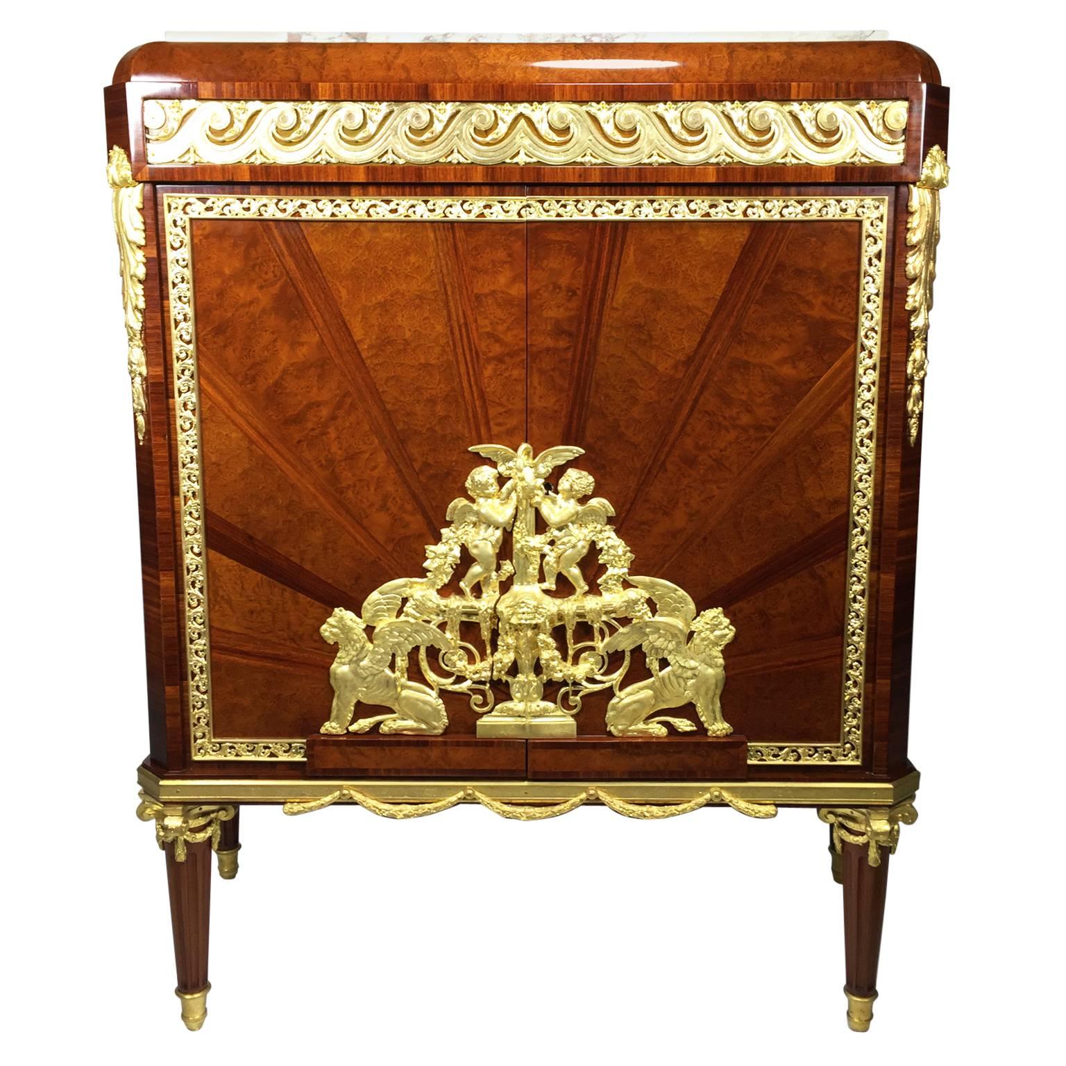 French 19th-20th Century Louis XVI Style Belle Époque Ormolu-Mounted Cabinet For Sale