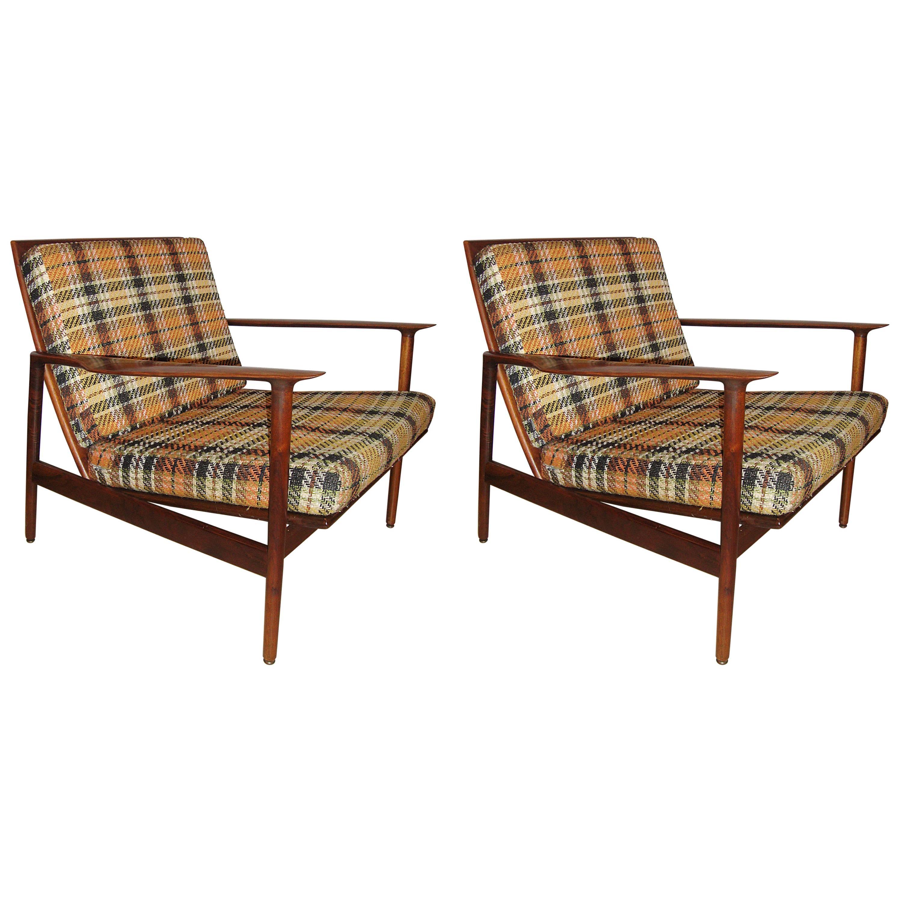 Pair of Ib Kofod-Larsen Stamped Lounge Chairs Fine Scandinavian Design