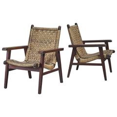 Pair of Mexican Wood and Cane Armchairs, 1950s 9