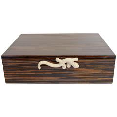 Amenity Box in Brown Macassar with Ivory Shagreen Knob by Fabio Bergomi