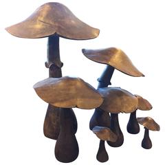 Set of Seven Wood Mushrooms