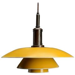 Poul Henningsen. PH 4½-4 Pendant Lamp with Shade Yellow Painted Metal, 1940s