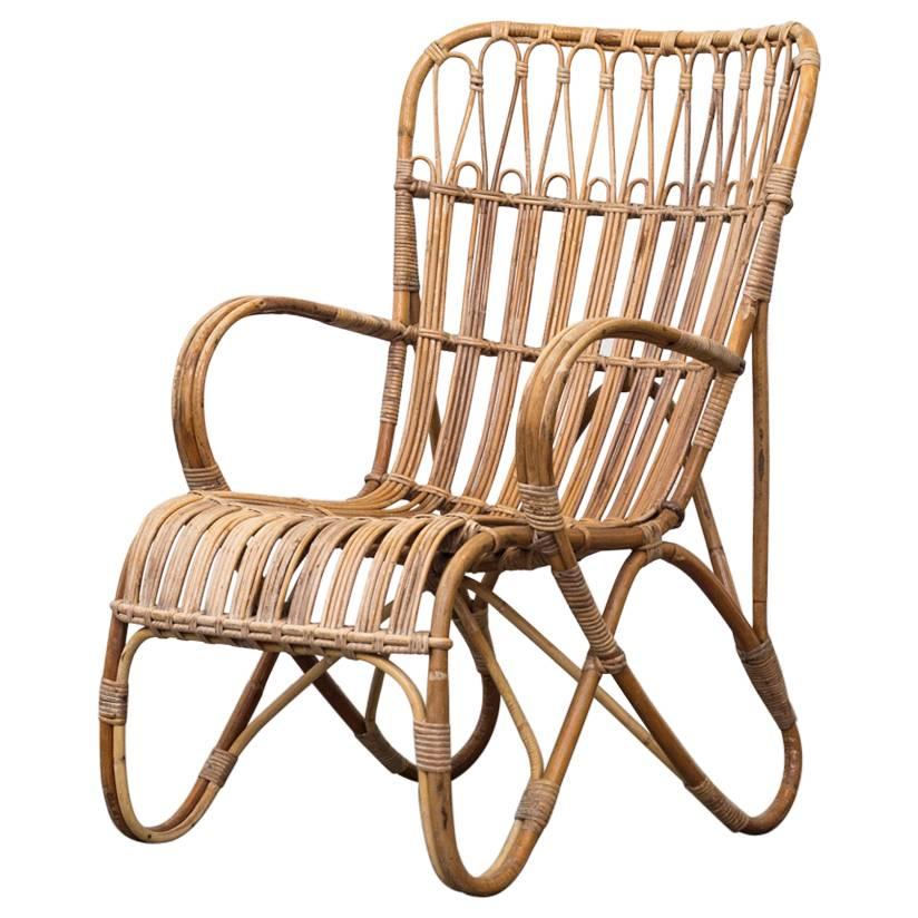 Franco Albini Inspired High Back Lounge Chair
