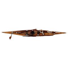 Old Greenlandic Kayak Model Made of Leather, Wood and Bone, Mid-20th Century