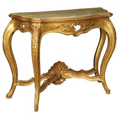 20th Century French Console Table in Golden and Lacquered Wood