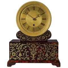 Regency Period Red Tortoiseshell and Brass Inlaid Boulle Mantel Clock