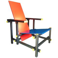 Red and Blue Chair by Gerrit Rietveld for Cassina, Vintage, 1970s