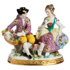 Pair of Late 19th Century Models of a Young Man and a Lady