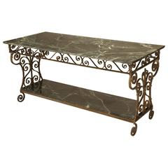 Marble and Iron Sofa Table or Console Table