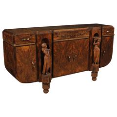 20th Century Art Deco Italian Sideboard in Walnut and Burl