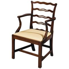 Late George III Period Figured Walnut Ladder-Back Elbow Chair