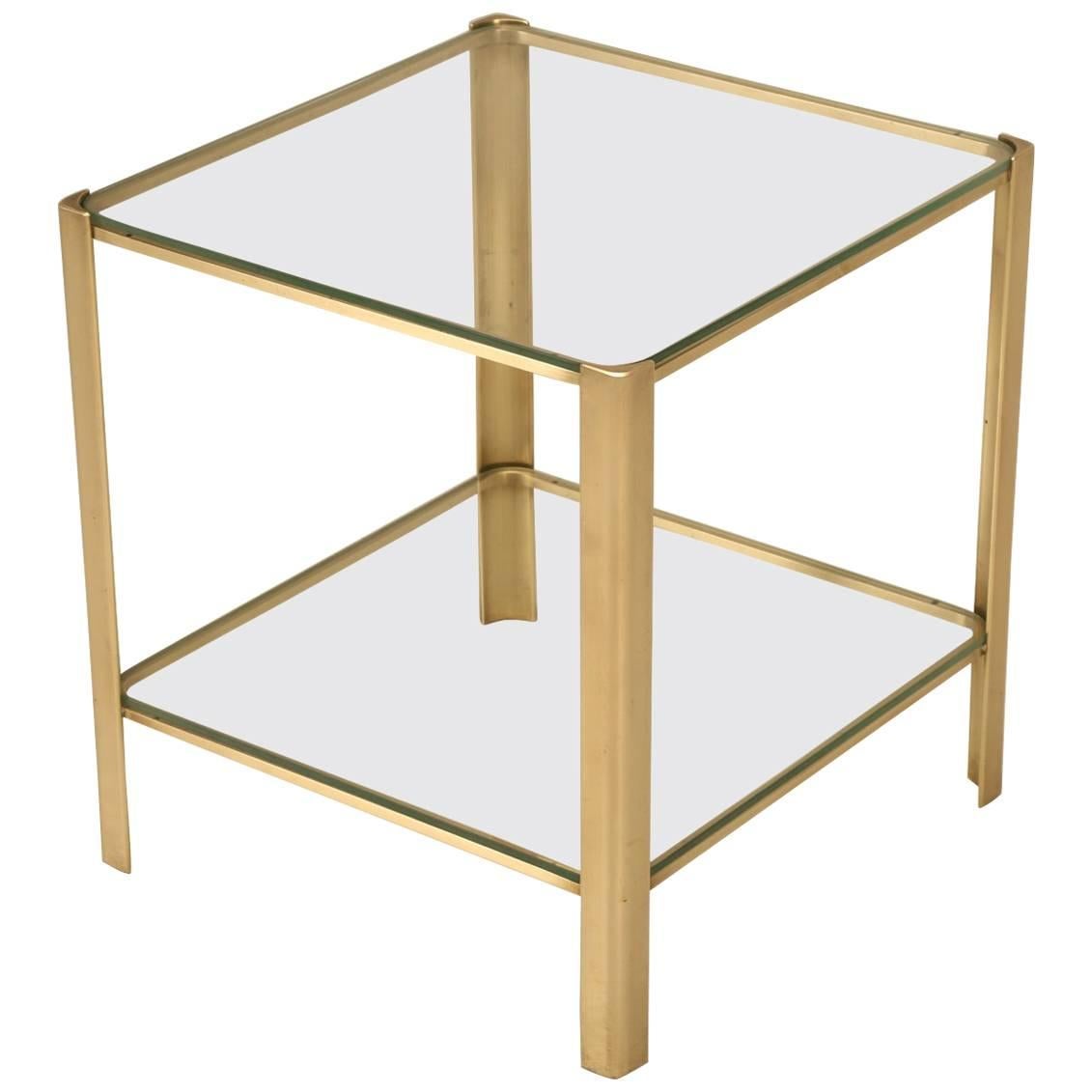 French Mid-Century Modern End or Side Table in Solid Bronze