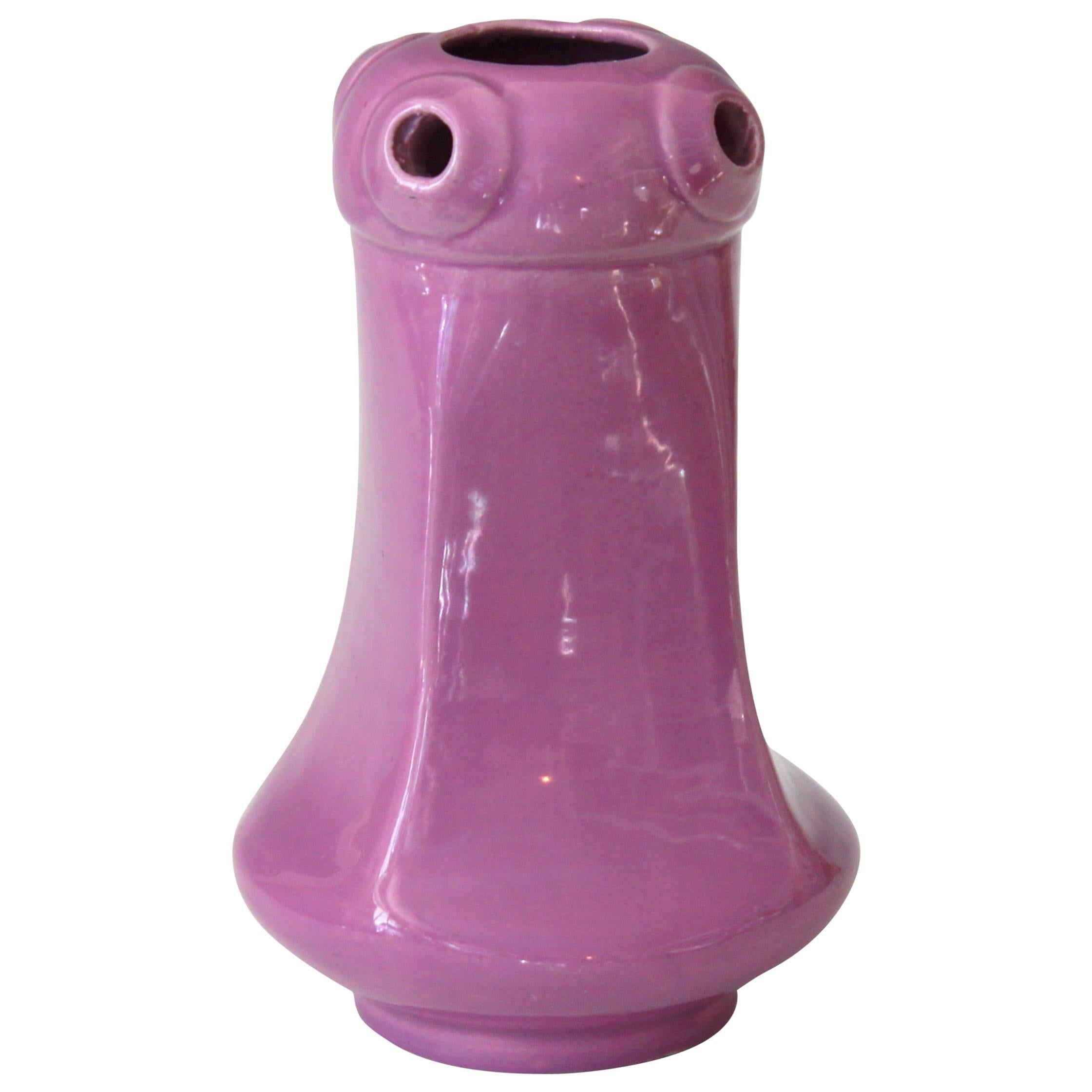 Awaji Pottery Art Deco Vase in Pink Glaze For Sale