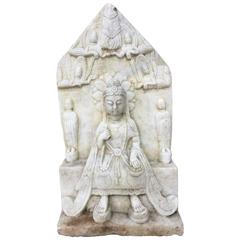China Old Hand geschnitzt Marmor von Buddha & Flying Aspara Angels guten Garten Wahl