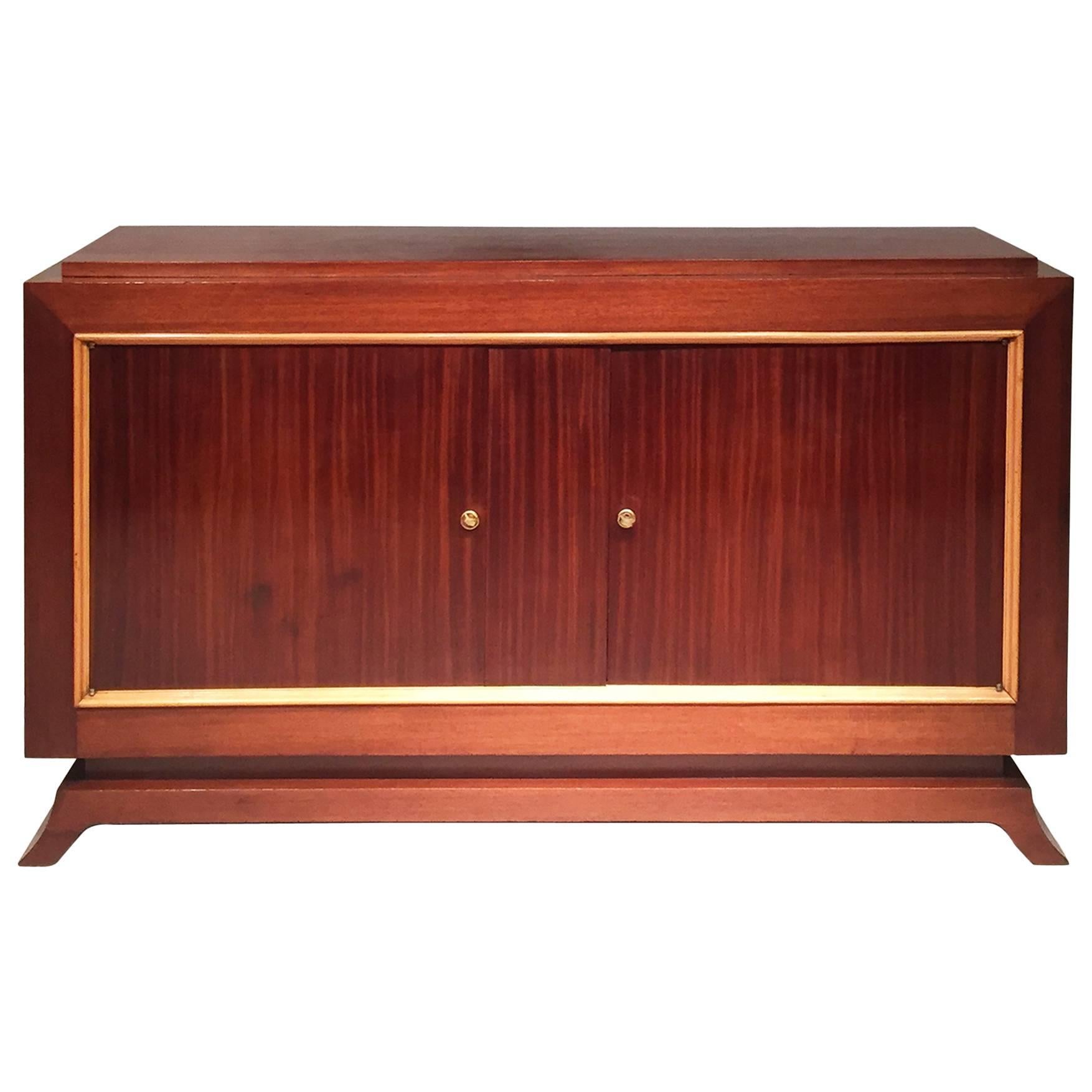 Important French Mahogany, Oak and Sycamore, 1940s Buffet Sideboard