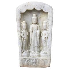 China Big Old Hand Carved Marble Carving of Buddha  FREE SHIPPING