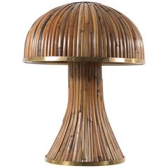 Gabriella Crespi 1970s Table Lamp in Brass and Bamboo
