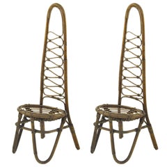 French Rattan Pair of Chairs