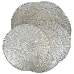 Vintage Set of Six Silver Plate Woven Placemats by Lino Sabattini, 1960s