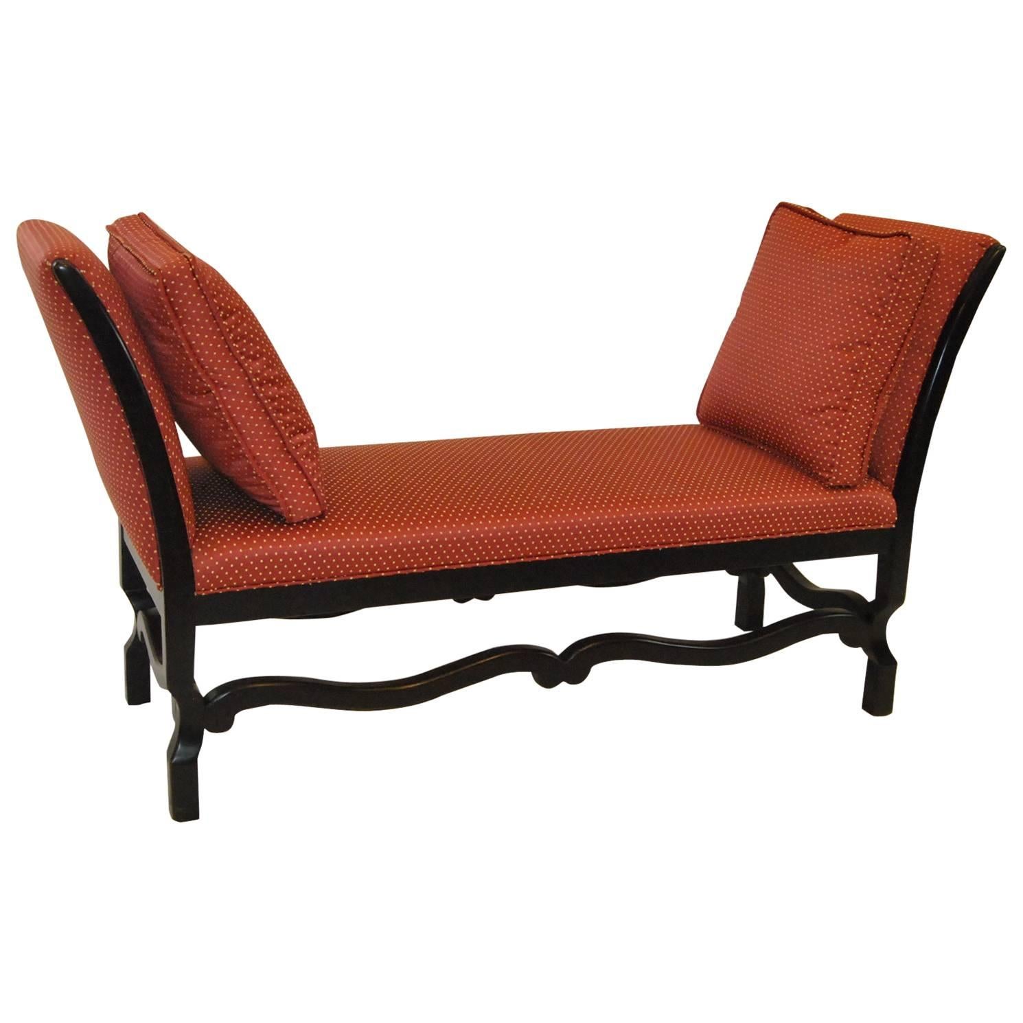 Contemporary Bench/Small Chaise with Flared Arms by Swaim For Sale
