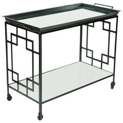 Mid-Century Black Metal Bar Cart/Serving Table
