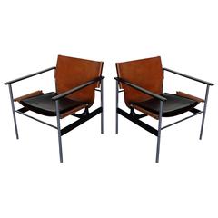 Pair of 657 Sling Lounge Chairs by Charles Pollock for Knoll, 1964