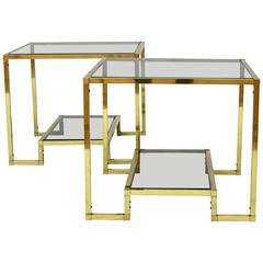 Pair of Italian 1970s Brass Side Tables 7