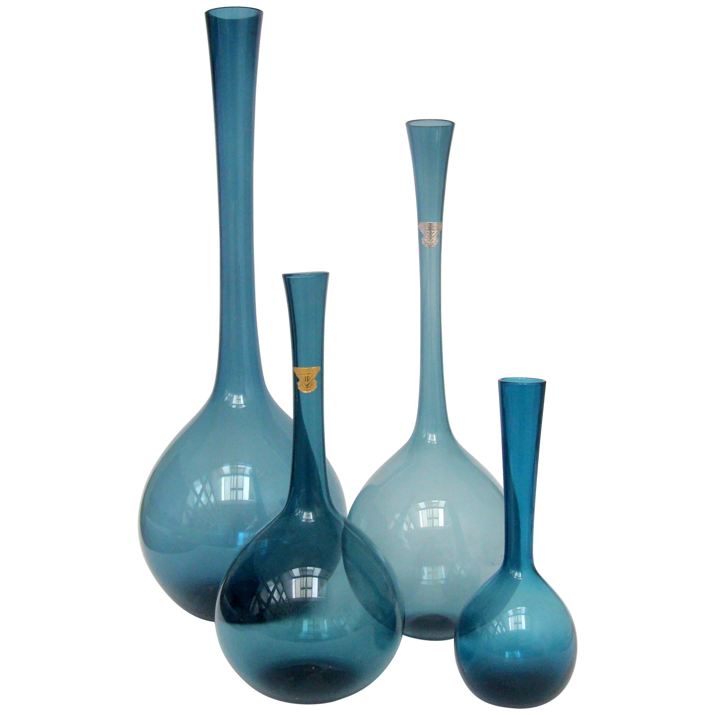 Four Swedish 1950s Blomglas Vases Designed by Arthur Percy for Gullaskruf