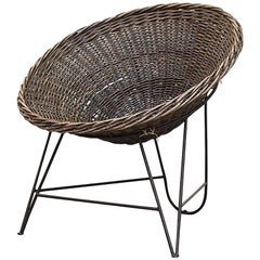 Jacques Adnet Style Woven Basket Chair