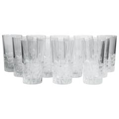 Vintage Mid-20th Century High Ball Cut Crystal Tiffany Drinks Glassware Set 