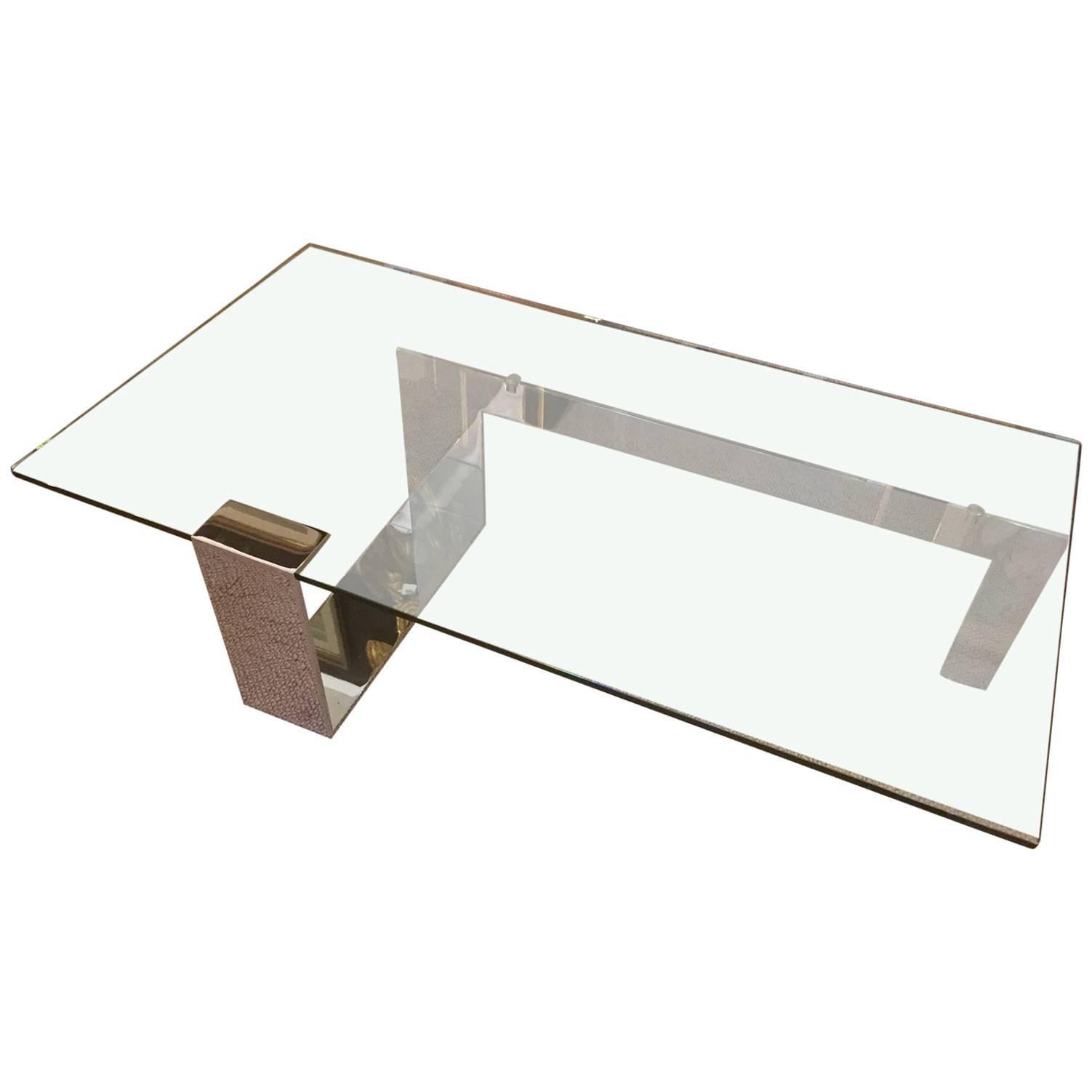 Sleek and Sexy Mid-Century Modern Glass and Chrome Coffee Table