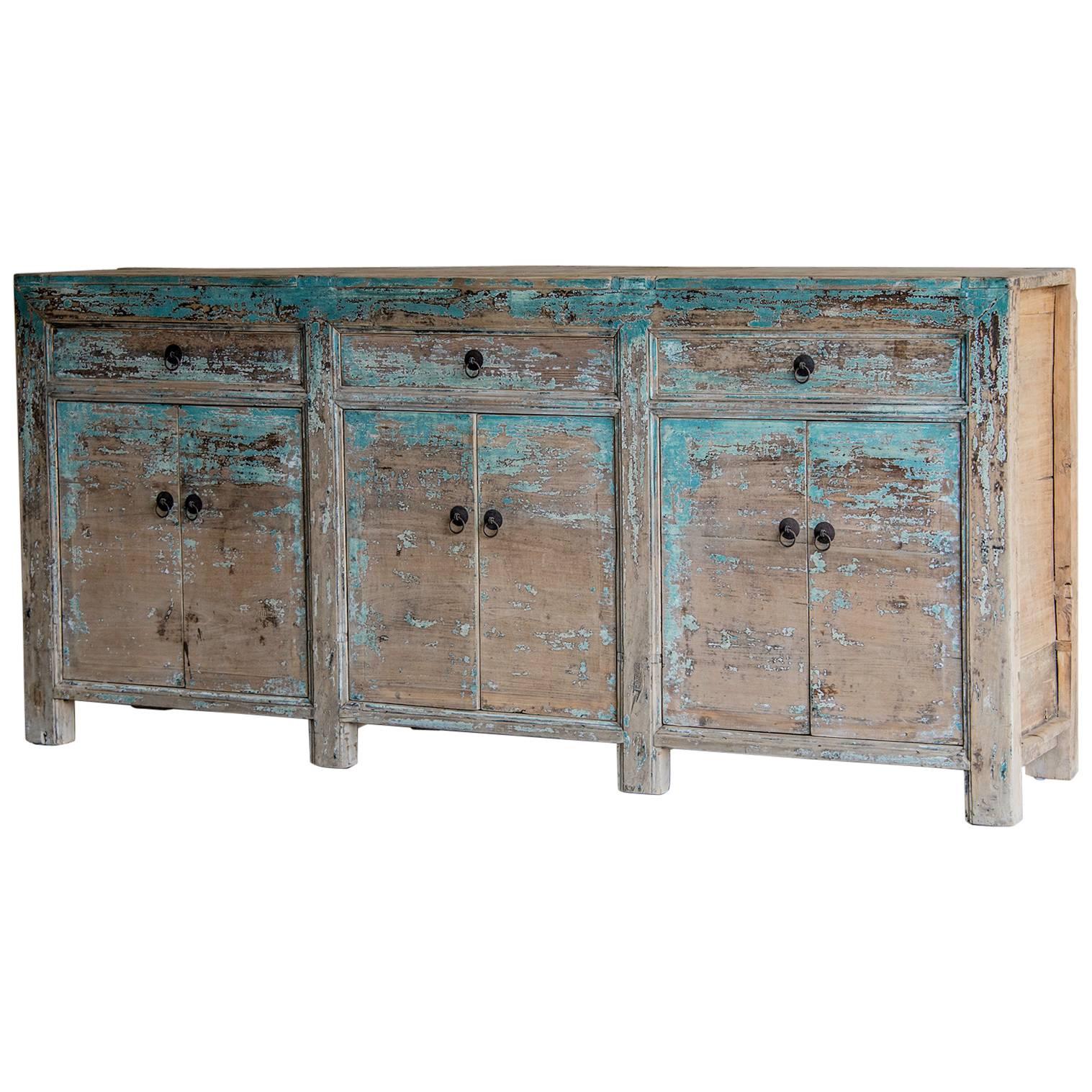 Vintage Chinese Six-Door, Three-Drawer Painted Buffet, circa 1900