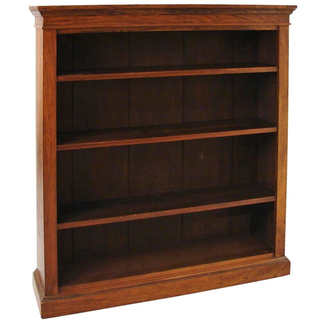 English Rosewood Open Bookcase with Adjustable Shelves