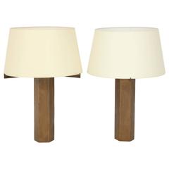 Pair of Solid Bronze Table Lamps by Jules Wabbes