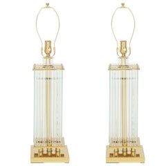 Sciolari Brass and Glass Rod Table Lamps