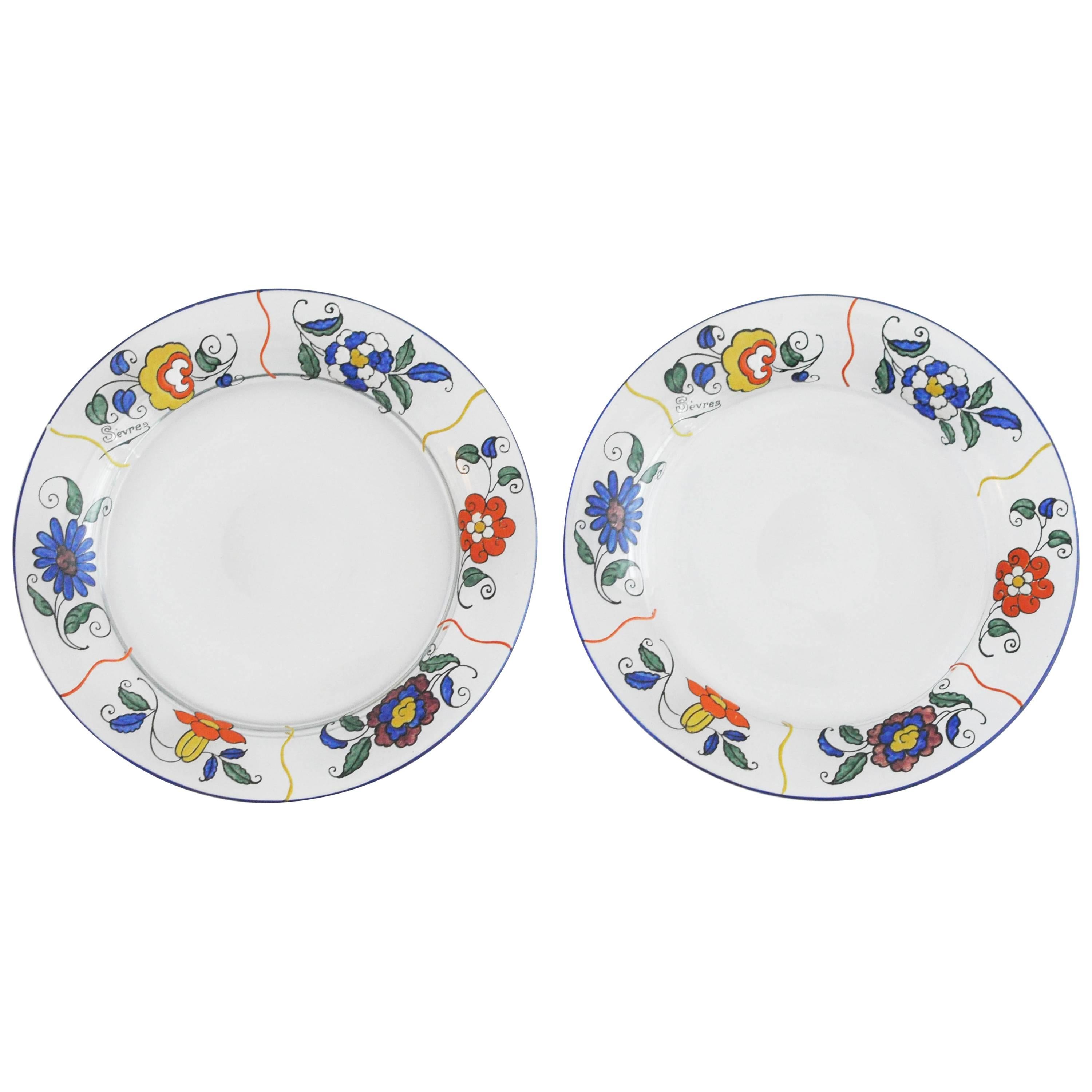 1920s Sevres Enameled Glass Plates For Sale