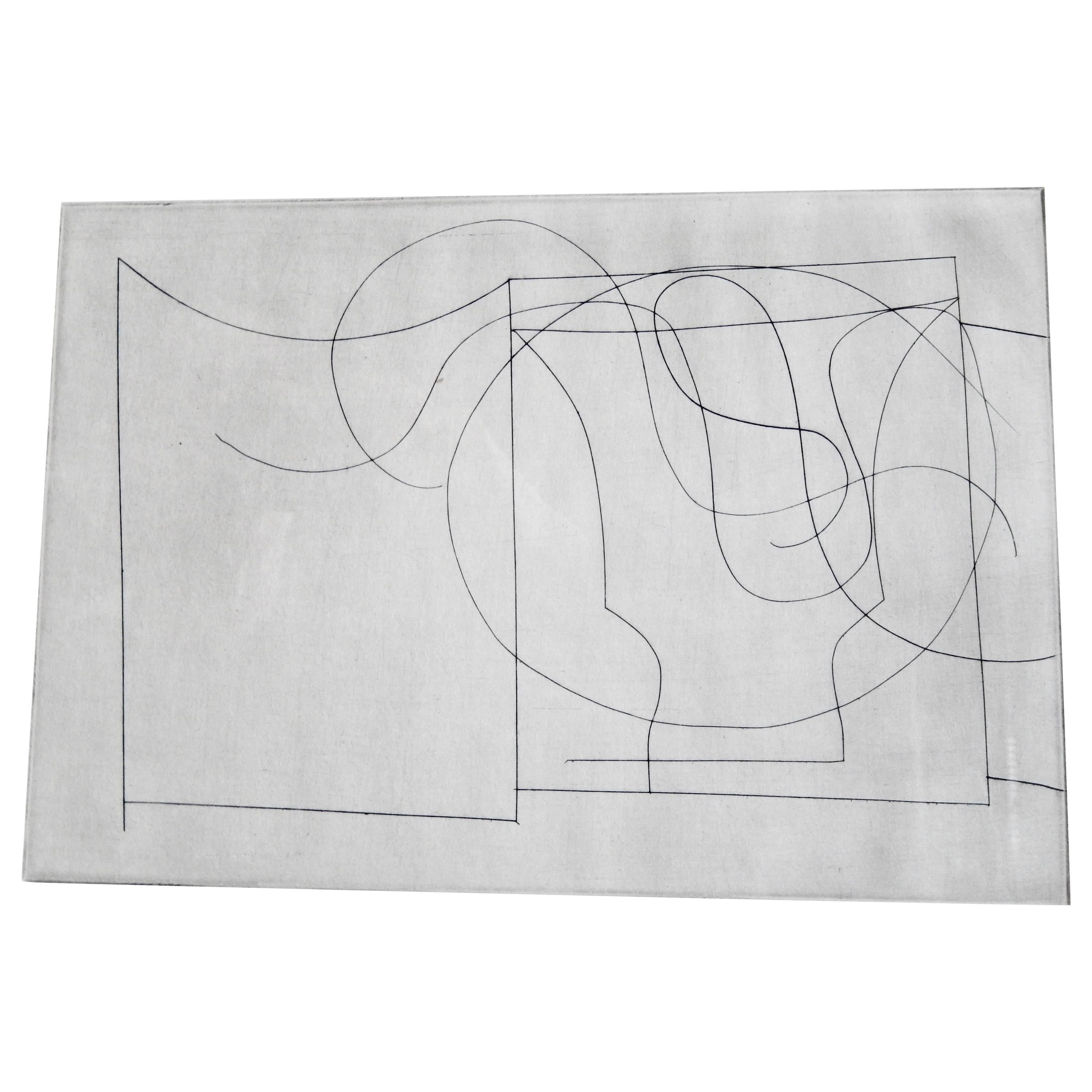 Ben Nicholson, "Flowing Forms, " Etching, 1966 For Sale