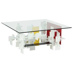 Fran Taubman Prototype Coffee Table, Multi-Colored Hammered Aluminum, 2012 3