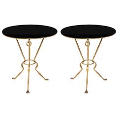 Pair of Gilt Bronze Gueridon Tables Attributed to Maison Jansen
