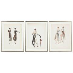 Set of Three Original Watercolors by Vogue Illustrator