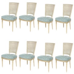 Set of Eight Louis XVI Style Caned Back Dining Chairs