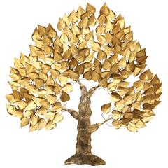 Gilt Metal Tree Wall Sculpture