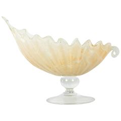 Very Large Vintage Murano Gold Tone Footed Centerpiece