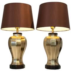 Retro Frederick Cooper Brass Ginger Jar Lamps