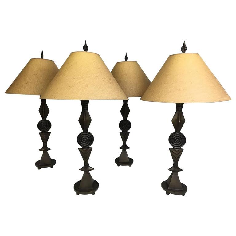 Tom Corbin Medallion Table Lamps at 1stDibs