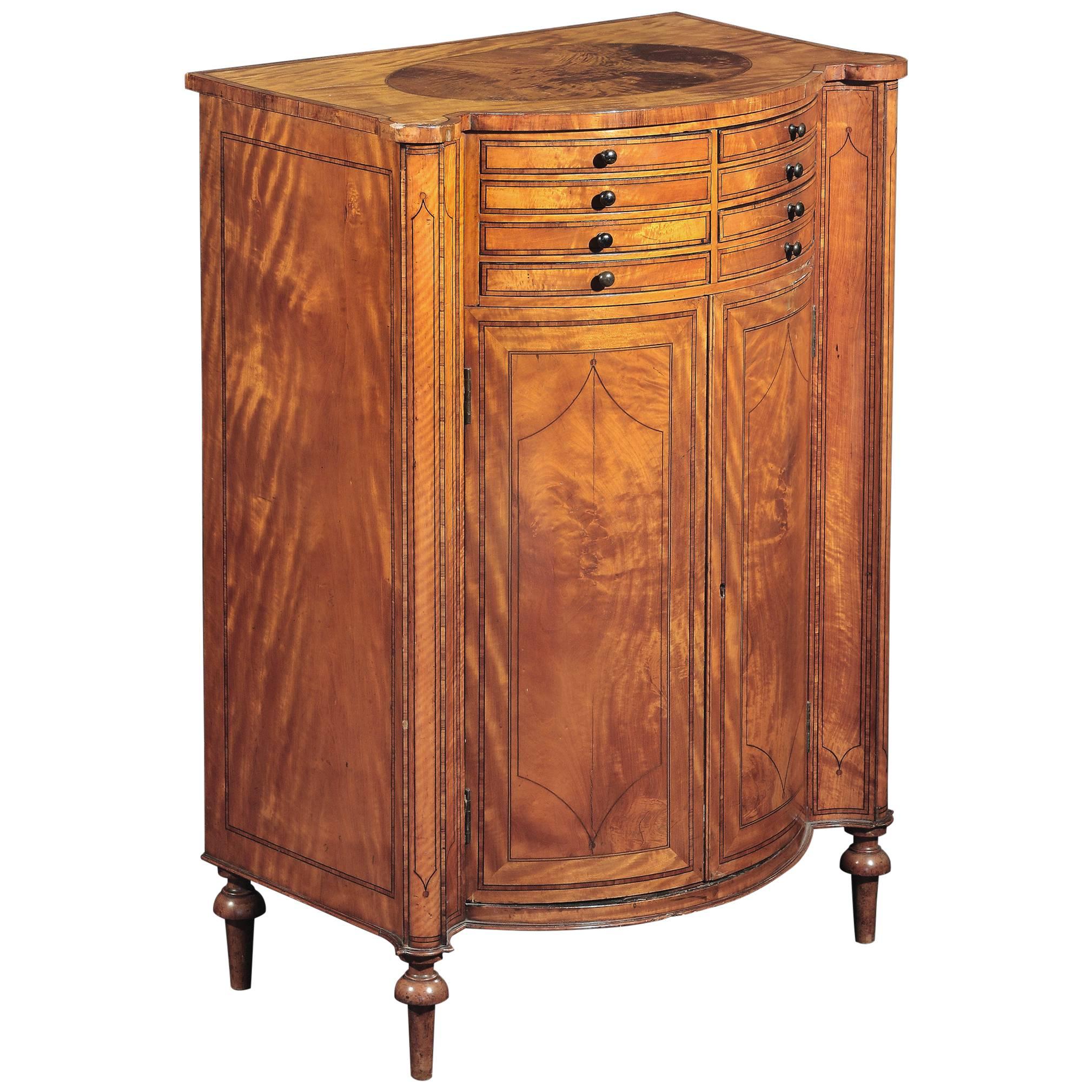Late George III Ebony, Inlaid Satinwood Side Cabinet For Sale