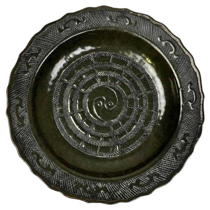 Raro cinese, polvere di tè smaltata, grande piatto da portata in ceramica di porcellana