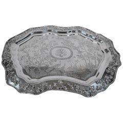 Large and Excellent Chinese Export Silver Salver Tray
