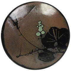Beautiful Japanese Mashiko Ceramic Pottery Plate with Lily Pad