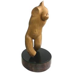 Modern Abstract Carved Wood Female Torso Sculpture on Swivel 9